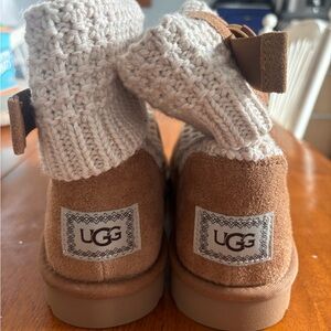 UGG Women’s Chestnut Suede Boots with Cream Knit Cuff